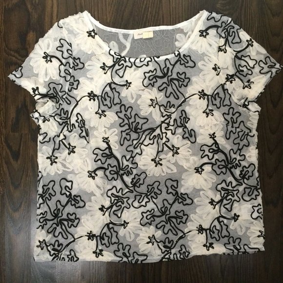 MEADOW RUE Sheer Floral Top 'Cherry Blossom' Anthropologie *Beautiful* - Picture 7 of 7